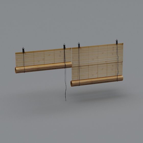 Low-Poly Bamboo Roll-Up Door 3D model