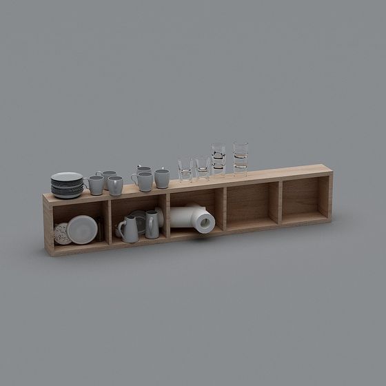 Stylish Wall-Mounted Kitchen Storage Rack 3D model