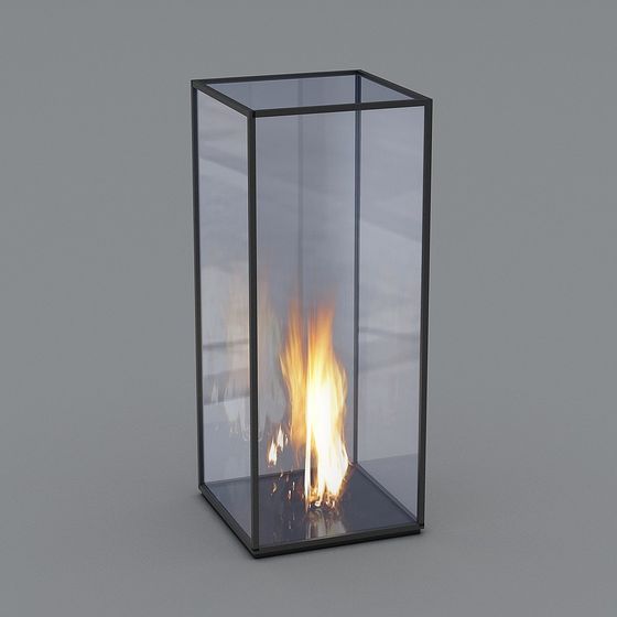 Modern Glass Fireplace 3D model