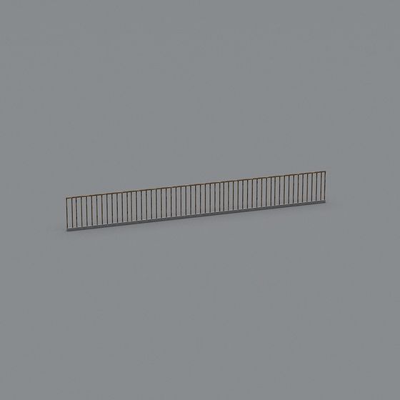 Elegant Low-Poly Metal Railing 3D Model – Golden Minimalist Design