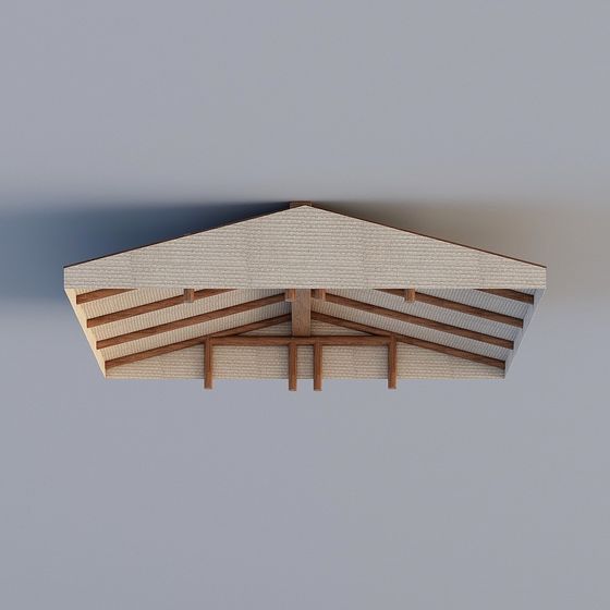 Área de recepción de hotel estilo B&B chino - techo de estructura de vigas de madera