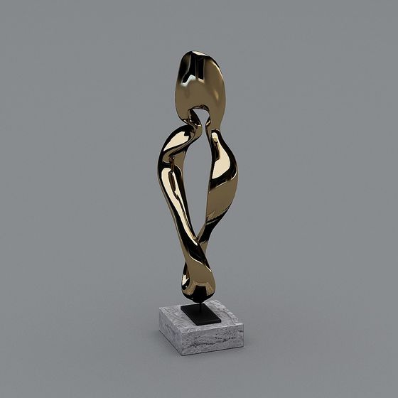 Attractive Gold Sculpture 3D model for Creative Use