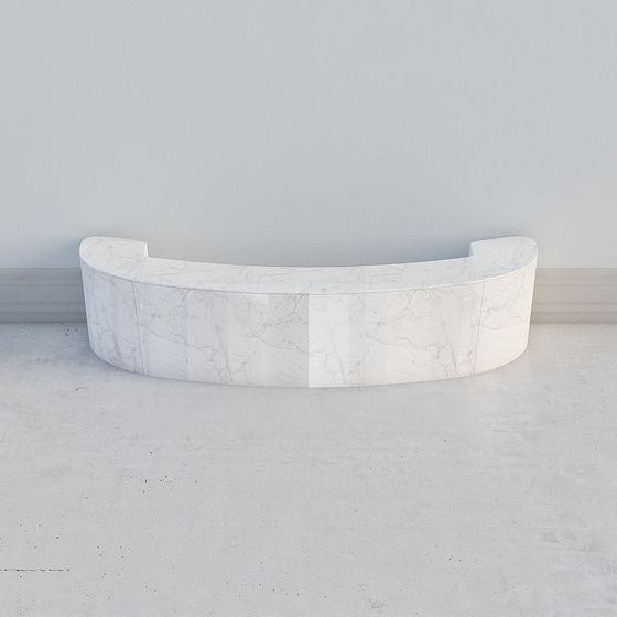 Elegant Curved Marble Reception Desk 3D model