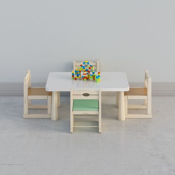 Kids Play Table and Chair Set 3D model