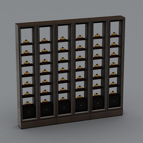 Elegant Low-Poly Display Cabinet 3D model