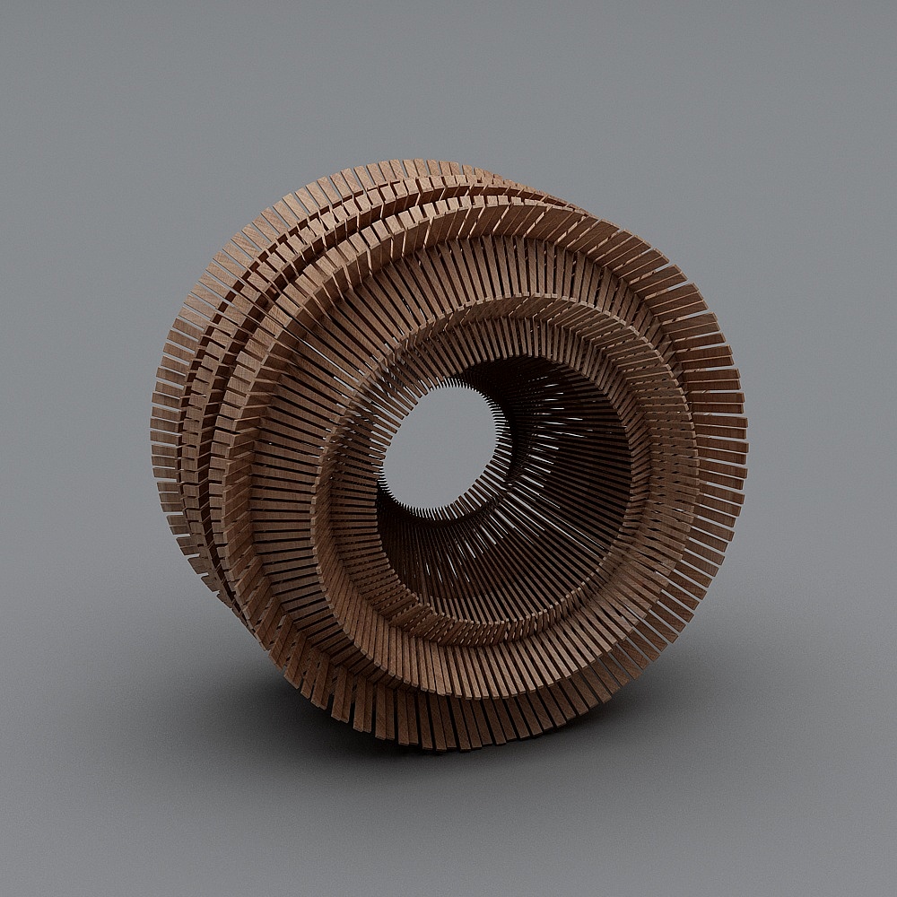 Spiral Wood Ring Low Polygon 3D model