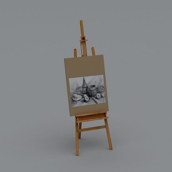 Detailed Wooden Easel 3D model