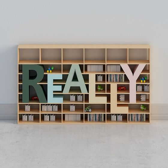 Modern Low-Poly High-Detail Bookshelf 3D model