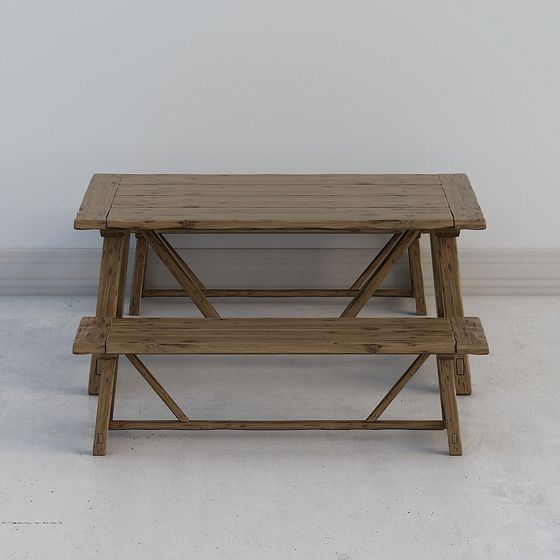 Vintage Wooden Table 3D model