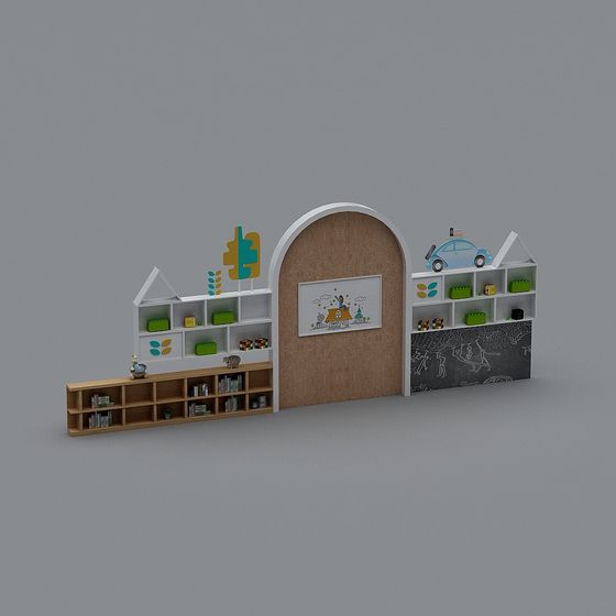Playful Children's Bookshelf 3D model for Imaginative Spaces