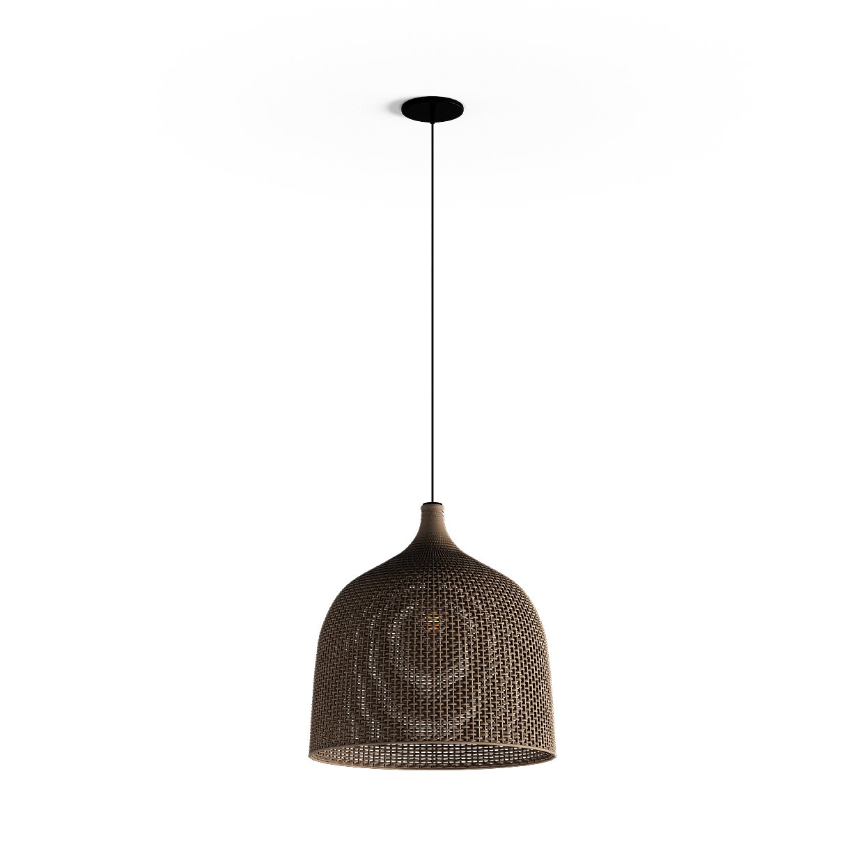 Nature-Inspired Low-Polygon Chandelier – Woven Brown Design