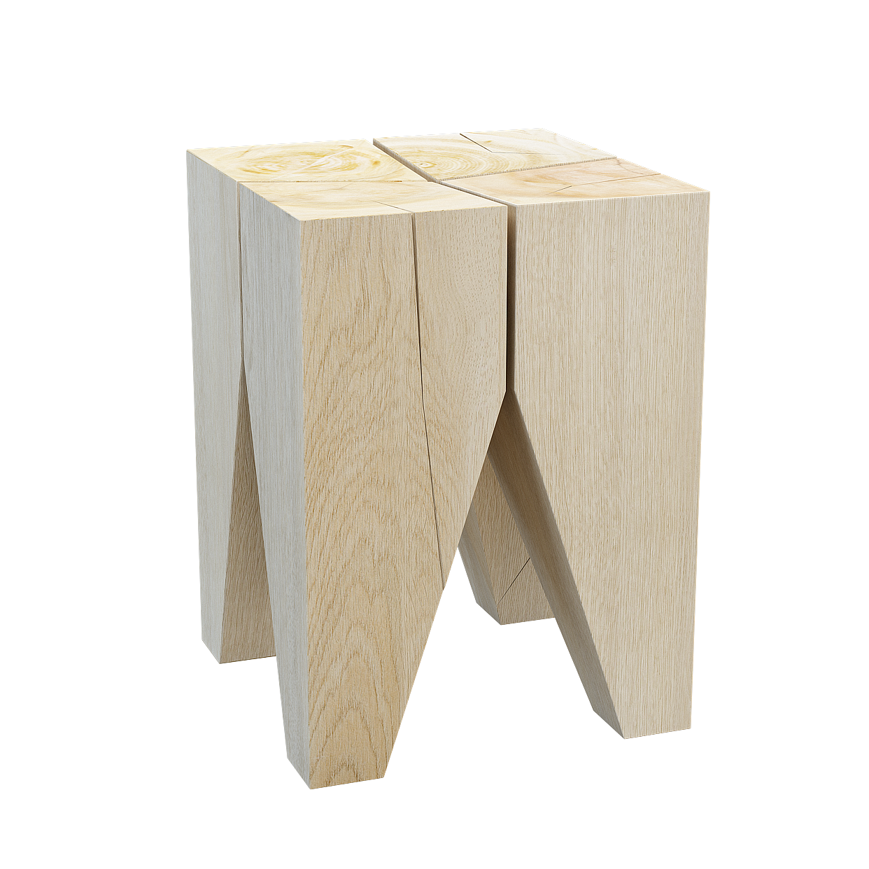 Wooden Cube Stool 3D Model – Low-Poly Wood Texture