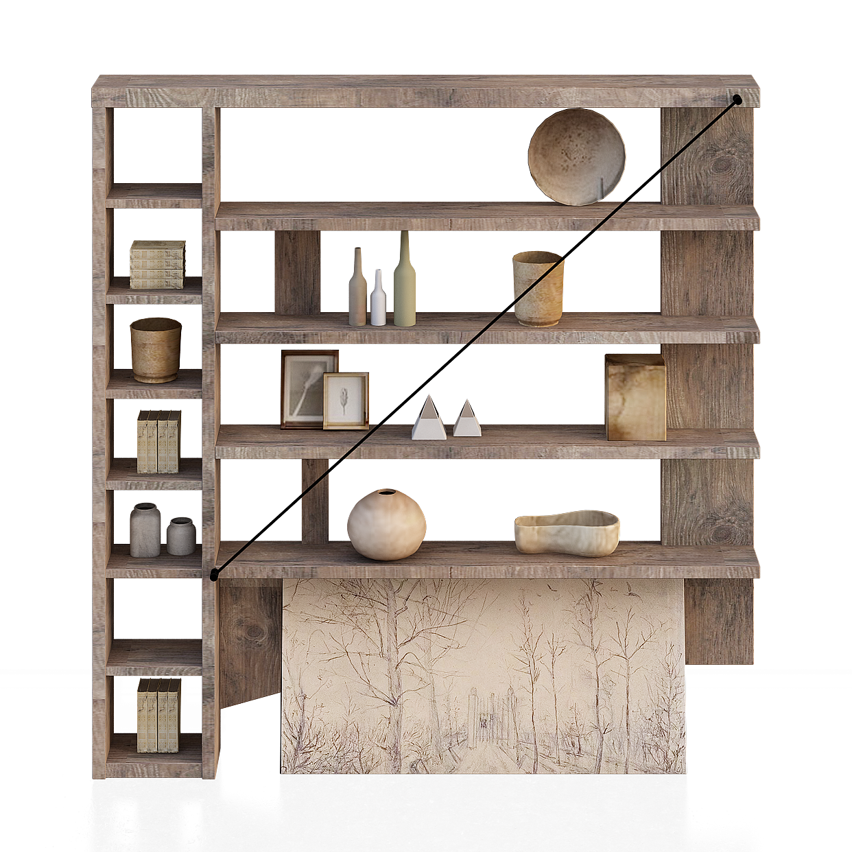 Unique Low-Poly Bookshelf 3D Model – Vintage Wood Texture