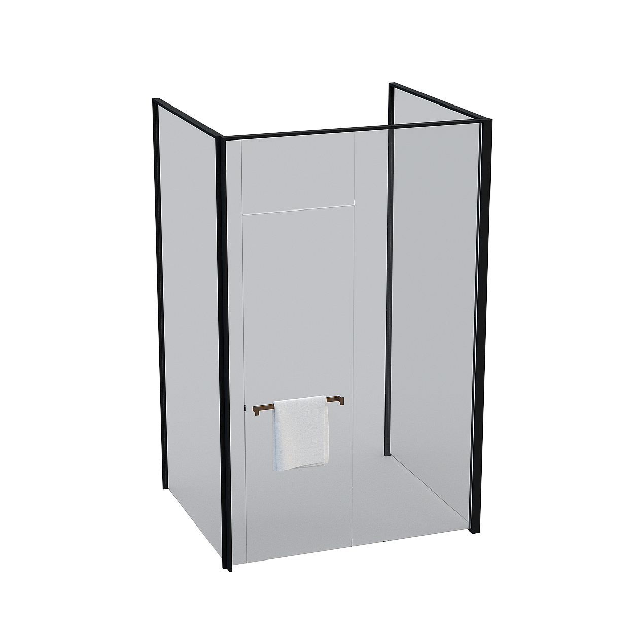 Modern Minimalist Glass Shower Room 3D Model – Low Poly Design