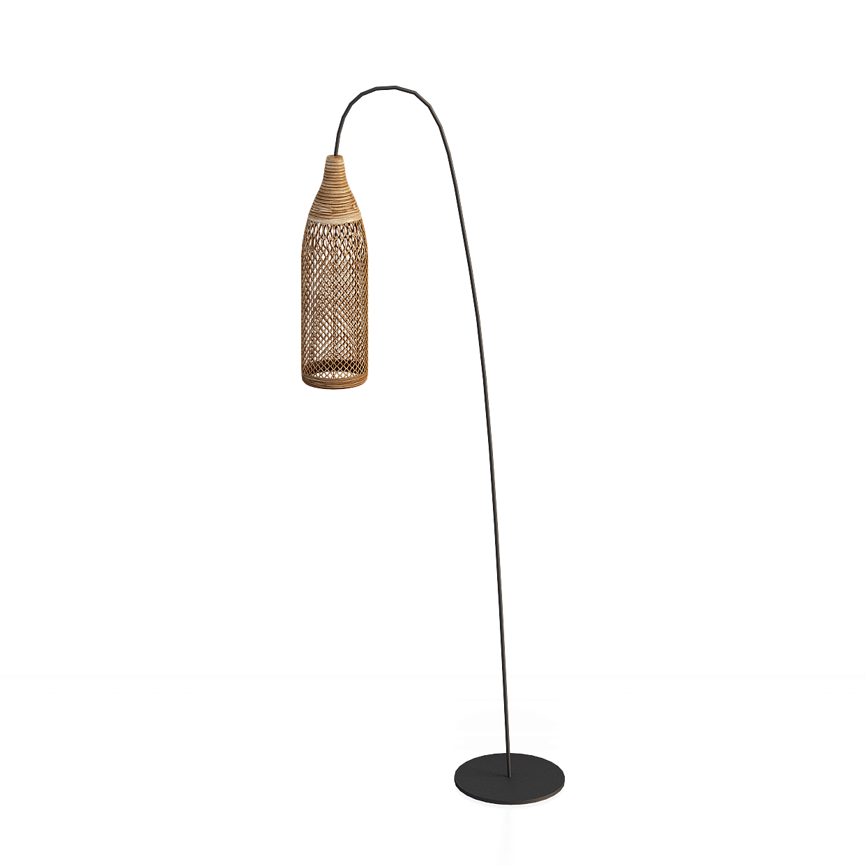 Artsy Floor Lamp 3D Model – Woven Shade with Black Metal