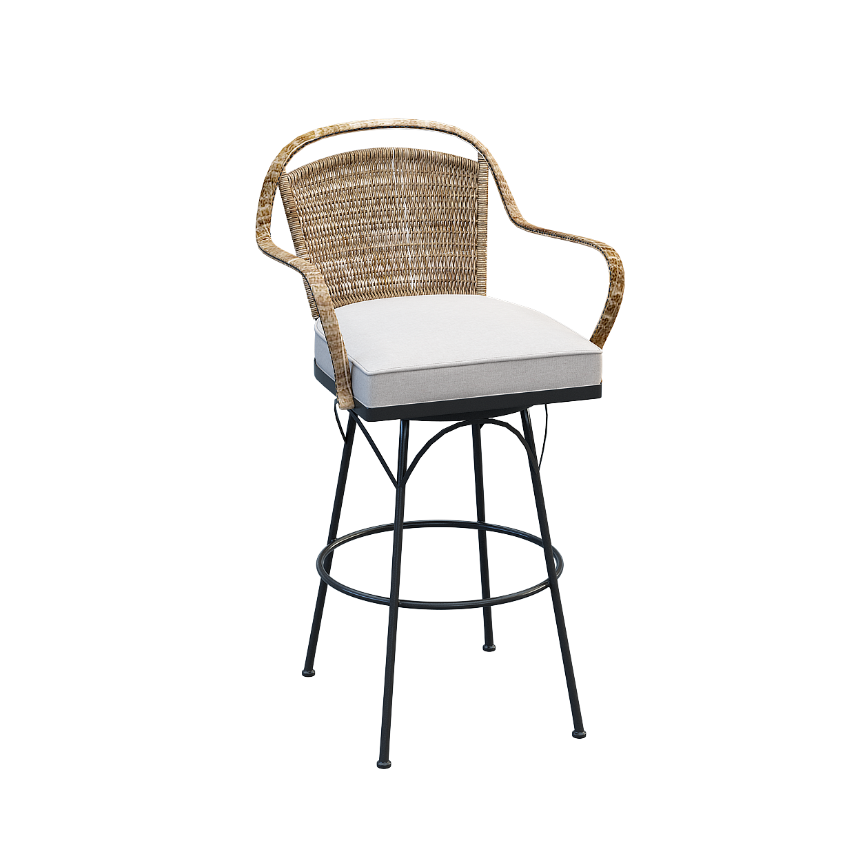 Woven Bar Stool 3D Model – Natural Wicker Design