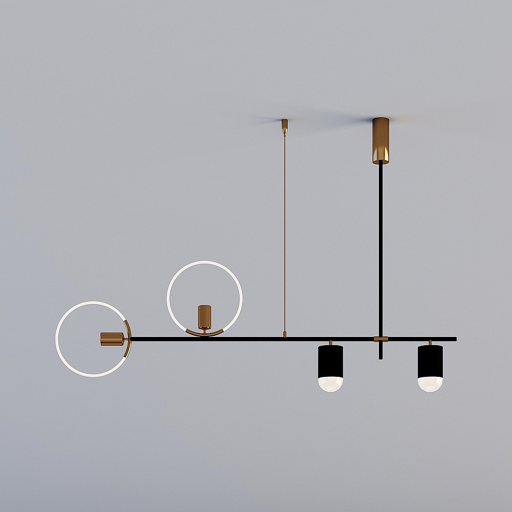 New Chinese Chandelier 3D Model in Black