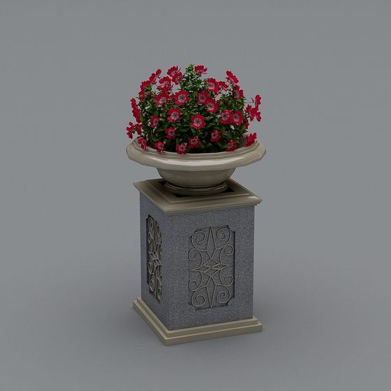 Elegant Low-Poly Planter Stand 3D model