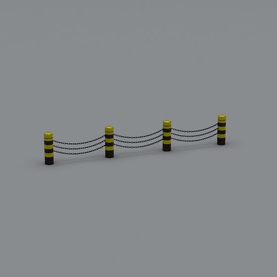 High-Detail Yellow Striped Barrier 3D Model