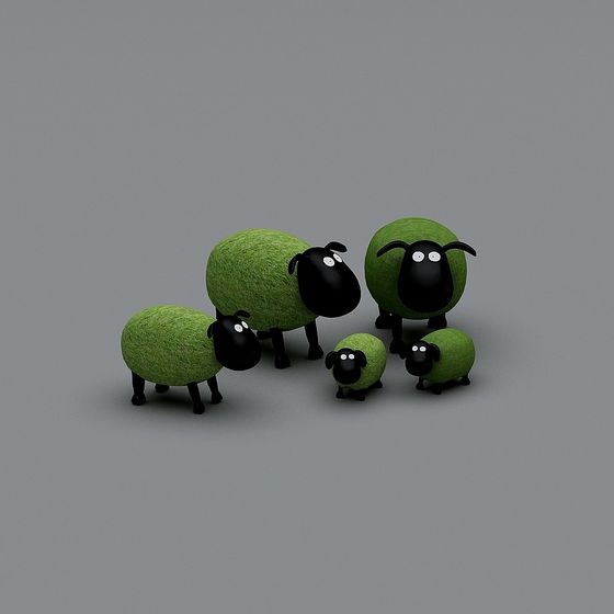 Charming Sheep 3D Model on Green Pasture
