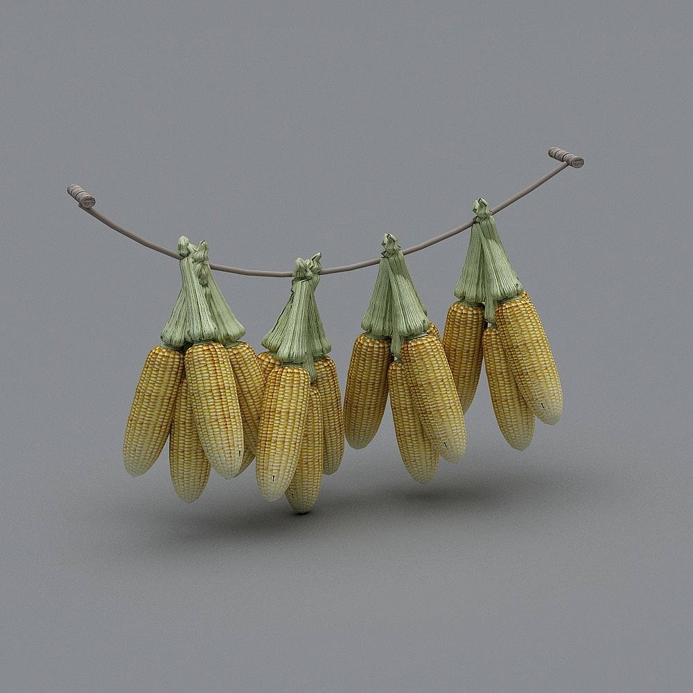 Hanging Corn 3D Model - Rustic Charm