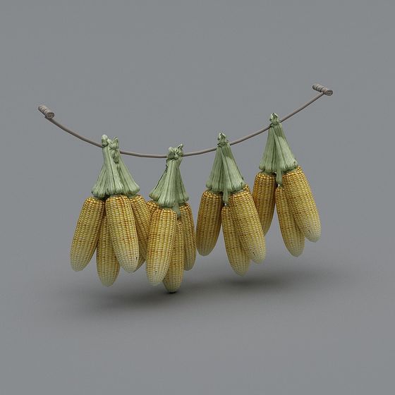 Hanging Corn 3D Model - Rustic Charm