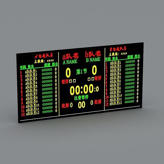 Realistic Low-Poly Electronic Scoreboard 3D model