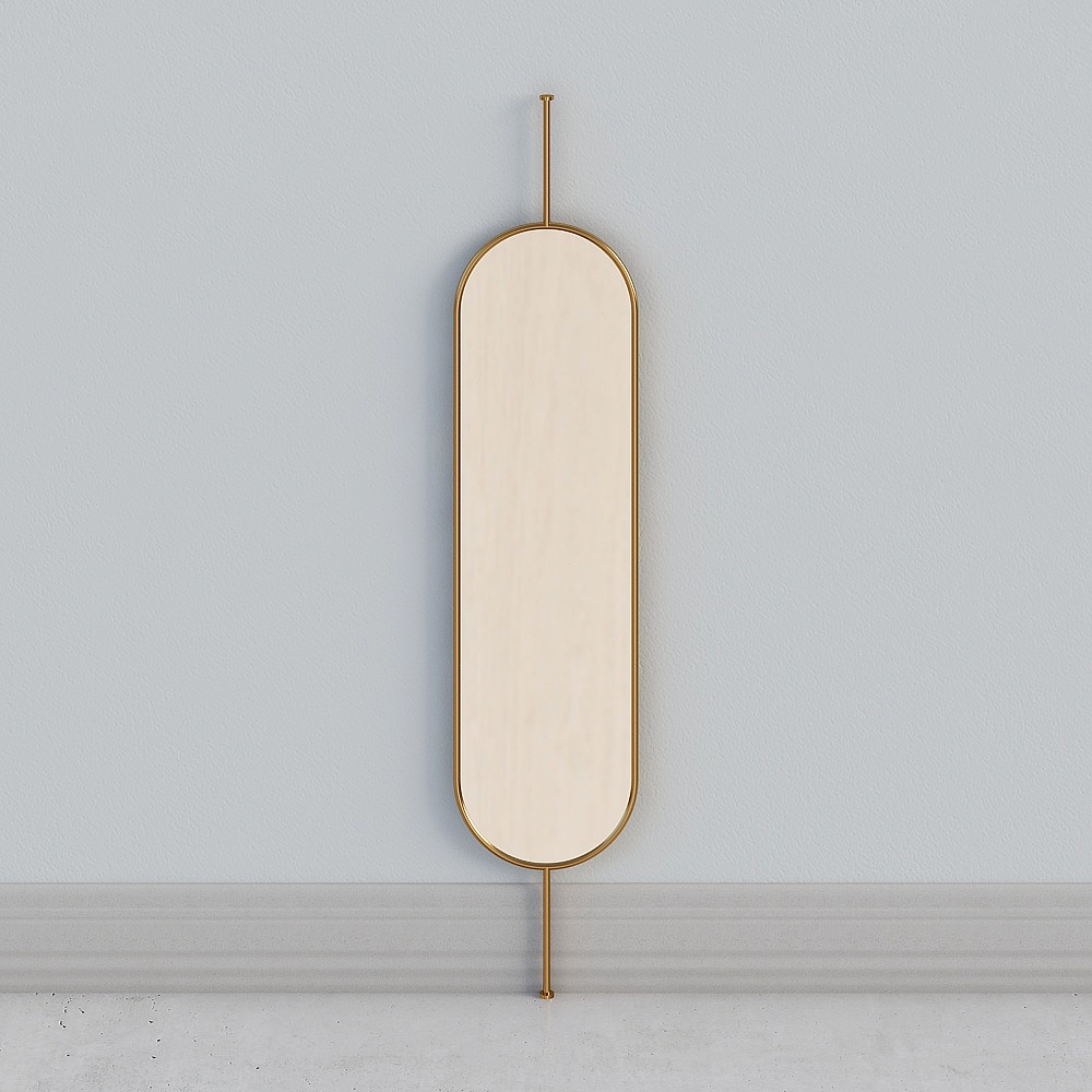 Elegant Oval Mirror Wall Art 3D model