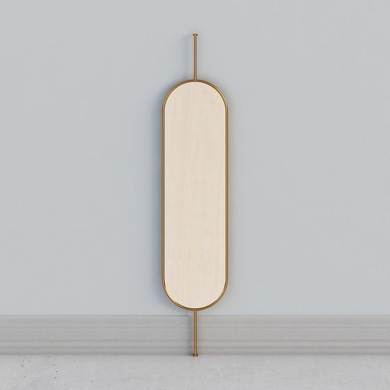 Elegant Oval Mirror Wall Art 3D model