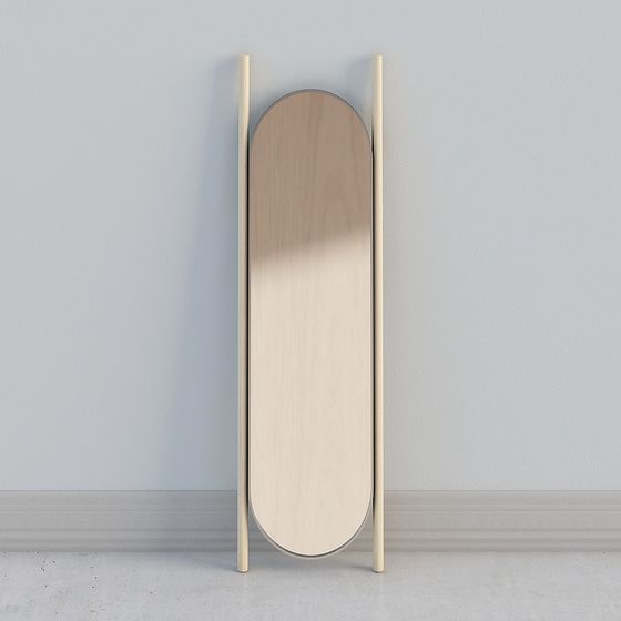 Elegant Oval Mirror Stand 3D model
