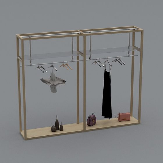 Elegant Clothes Rack Display Cabinet 3D model for Contemporary Spaces