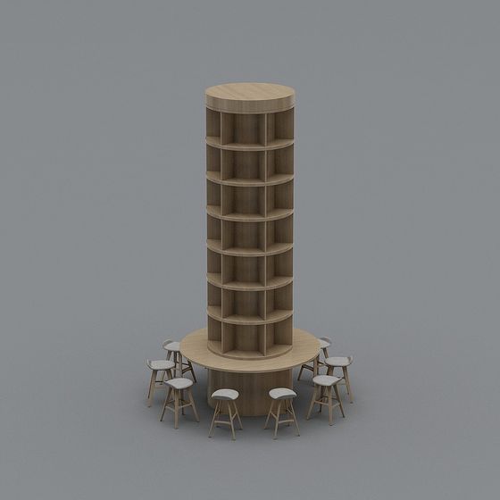 Elegant Rotating Bookshelf 3D model for Creative Spaces