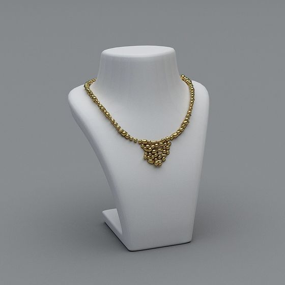 Elegant Gold Necklace 3D Model