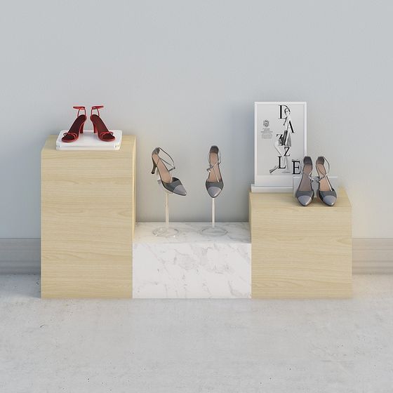 Elegant Modern 3D Shoe Rack Display Model