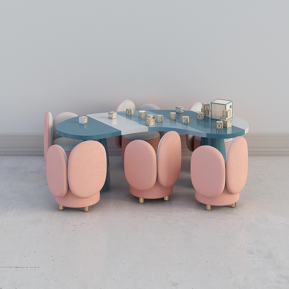 Modern style kindergarten - a combination of desks and chairs