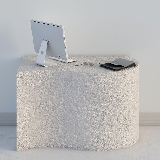 Stylish Concrete Round Table 3D model for Interiors