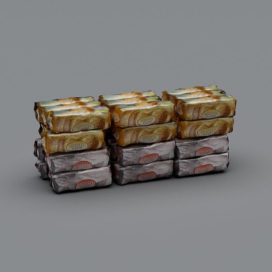 Realistic Bread Pack 3D Model