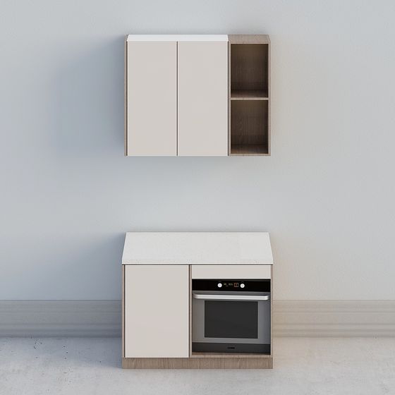 Modern Minimalist Kitchen Cabinet Set 3D model