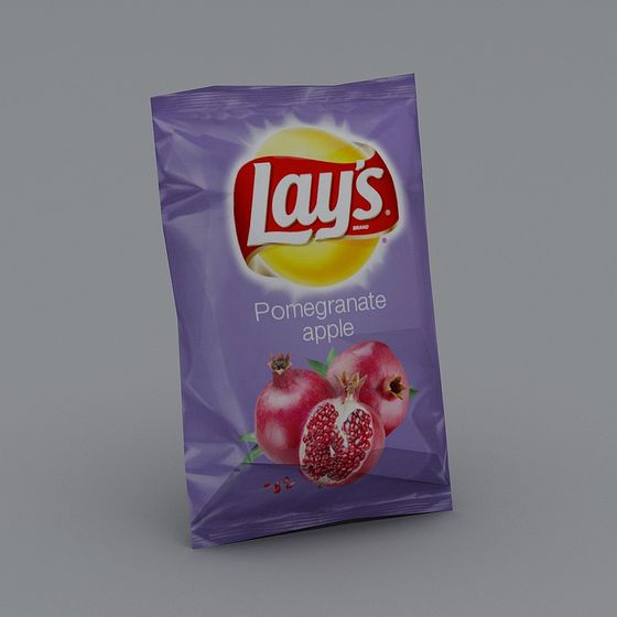 Lay's Pomegranate Apple Chips Packaging 3D model