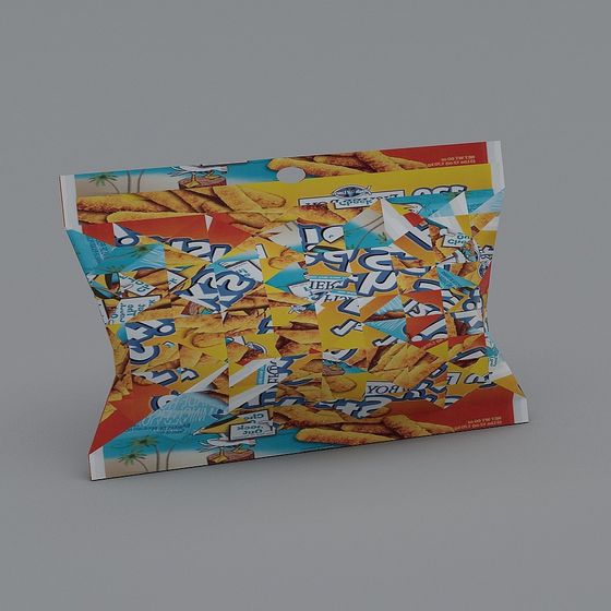 Colorful Fries Packaging Bag 3D Model