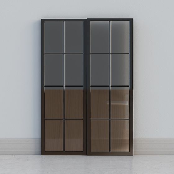 Earth Color Glass Sliding Door 3D Model