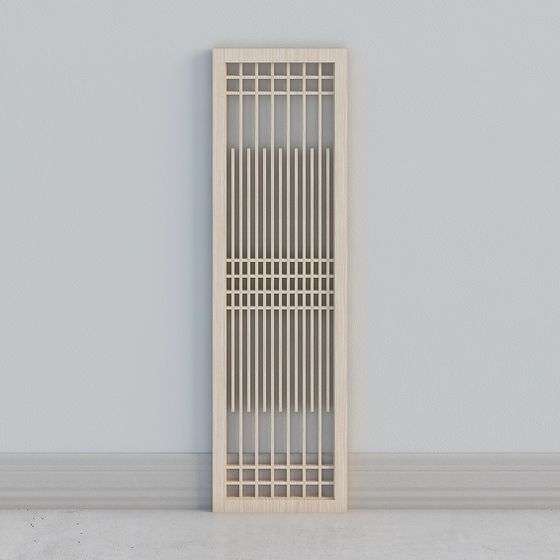 Elegant Wooden Lattice Screen 3D model