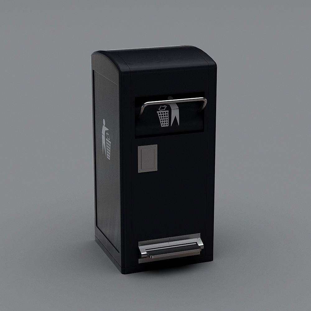 Urban Trash Can Low-Poly 3D Model