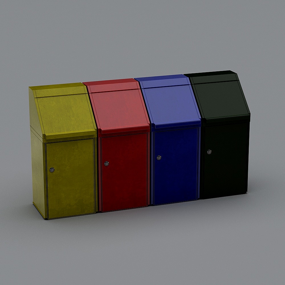 Colorful Trash Can 3D Model for Urban Designs