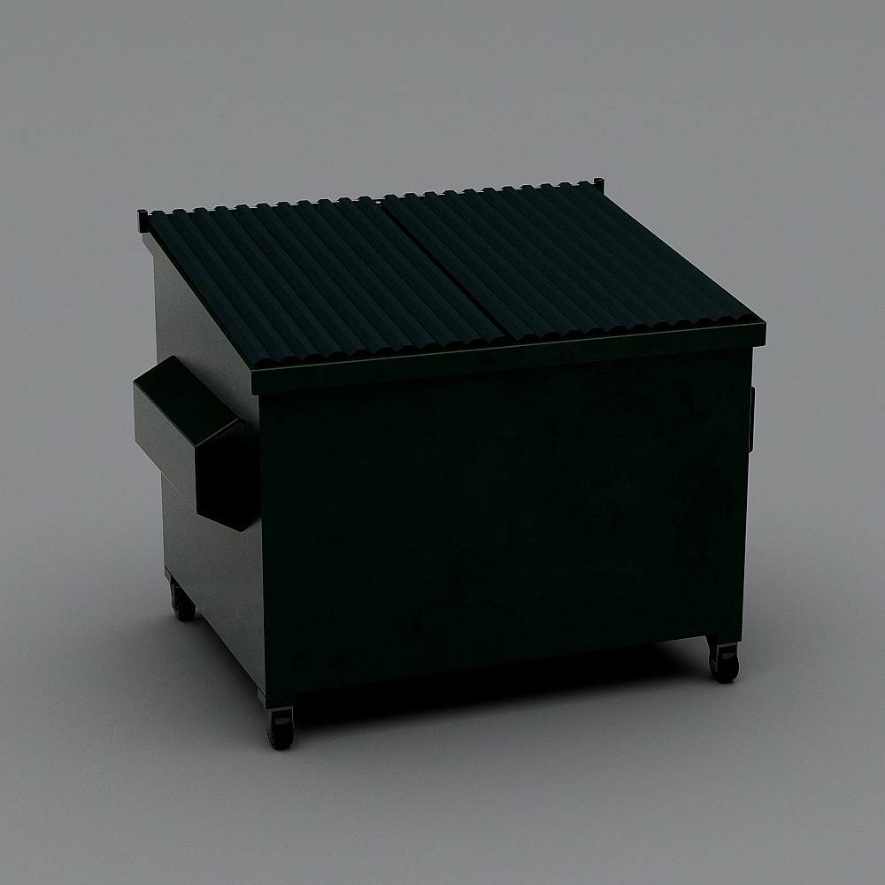 Low-Poly Moveable Trash Bin 3D model
