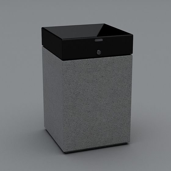 Unique Concrete Trash Bin 3D model for Urban Design