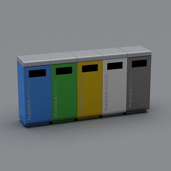 Stylish Recycling Bins 3D model for Urban Design