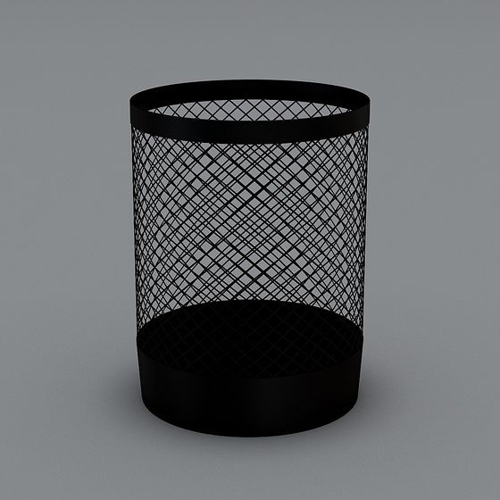 Stylish Low-Poly Metal Trash Can 3D model