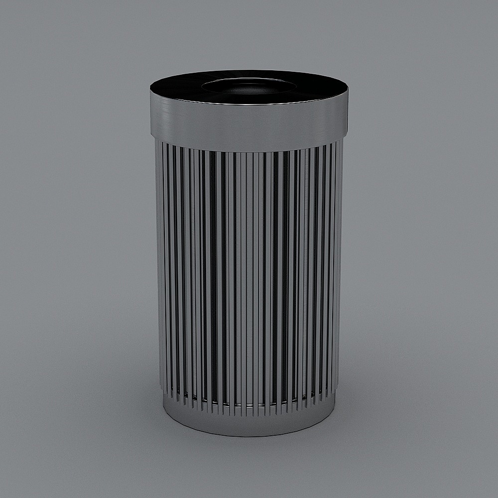 Stylish Metal Trash Can 3D model for Urban Spaces
