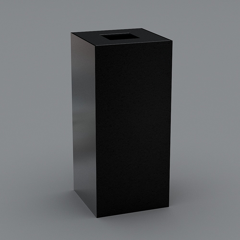 Stylish Black Square Trash Can 3D model